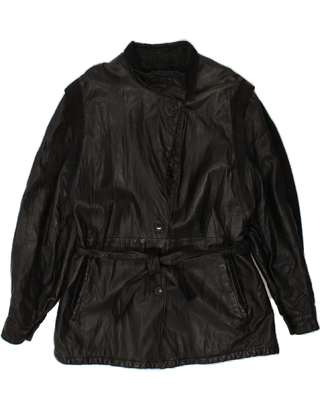 Women's Classic Attire VINTAGE Womens Leather Jacket IT 46 Large Black
