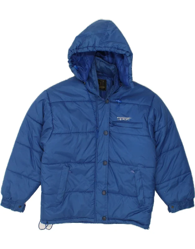 Women's Sporty Clothes VINTAGE Womens Hooded Padded Jacket UK 10 Small Blue Nylon