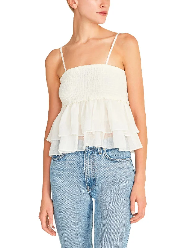 Limited Stock, Unlimited Style Smock Signals Womens Cropped Ruffled Tank Top