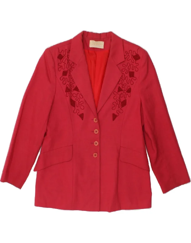 Sale For Women VINTAGE Womens 4 Button Blazer Jacket UK 14 Large Pink Floral Linen