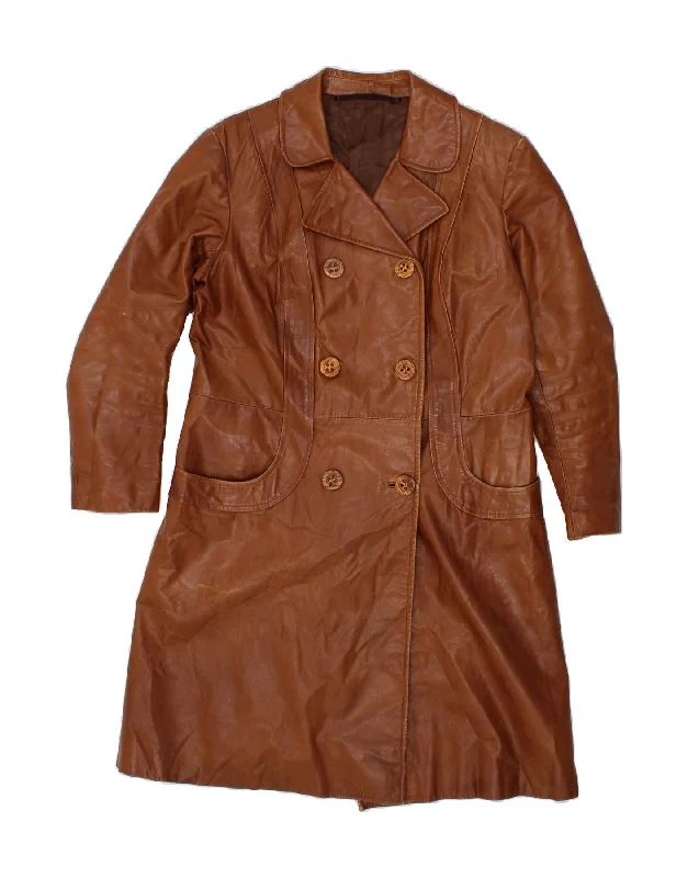 Women's Classic Outfit VINTAGE Womens Leather Coat UK 10 Small Brown
