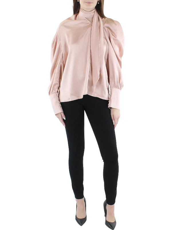 Season Sale Womens Drapey Puff Sleeve Blouse