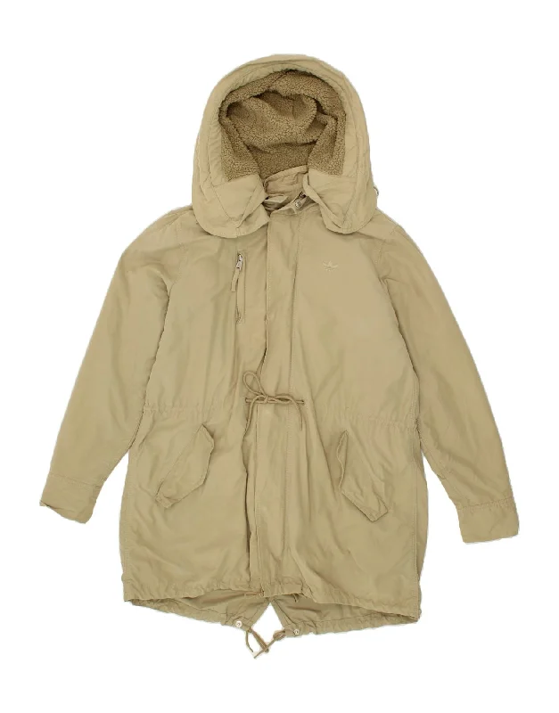 Clothing Sales ADIDAS Womens Hooded Parka Jacket EU 42 Large Beige Cotton