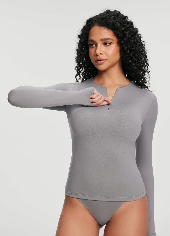 Urban Fashion Quarter Zip Long Sleeve Top