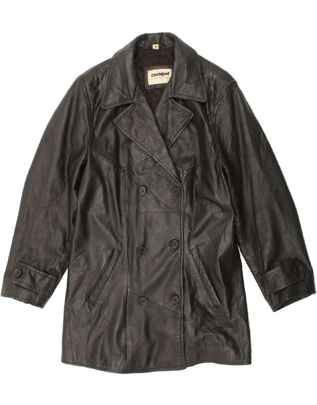Women's Romantic Outfit CONBIPEL Womens Leather Coat IT 46 Large Black Leather