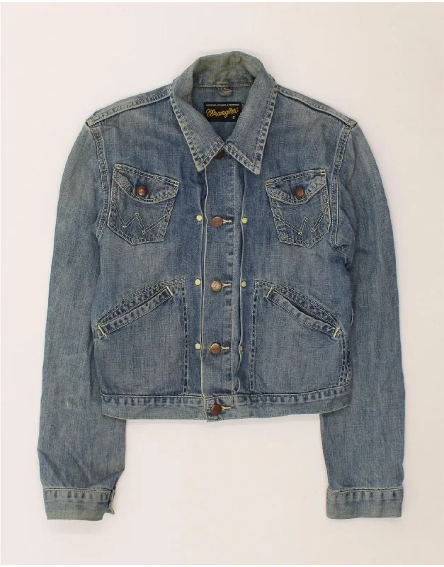 Chic Clothing For Women WRANGLER Womens Crop Denim Jacket UK 10 Small Blue Cotton