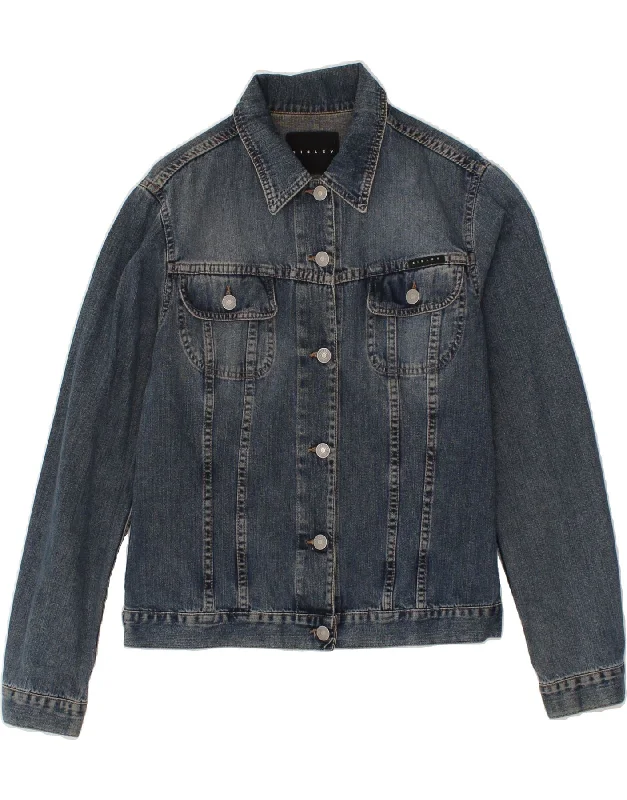 Women's High-Fashion Attire SISLEY Womens Denim Jacket UK 14 Medium Blue Cotton
