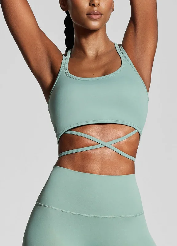 The Latest Fashion Trends Fresh Green Strappy Front Top