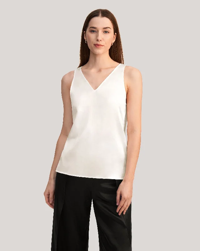 Street Chic Discounts V-Neck Sleeveless Silk Tank Top