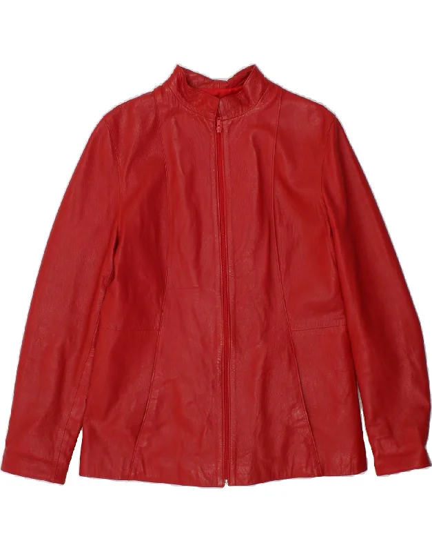 Women's Formal Clothes VINTAGE Womens Leather Jacket UK 12 Medium Red Leather