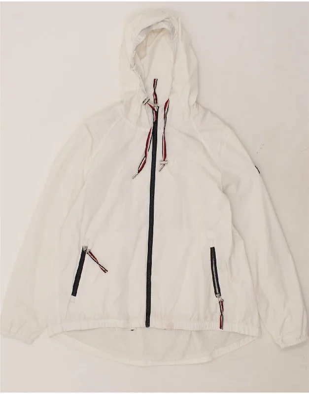 Outfits Ideas TOMMY HILFIGER Womens Hooded Rain Jacket UK 12 Medium White Polyester