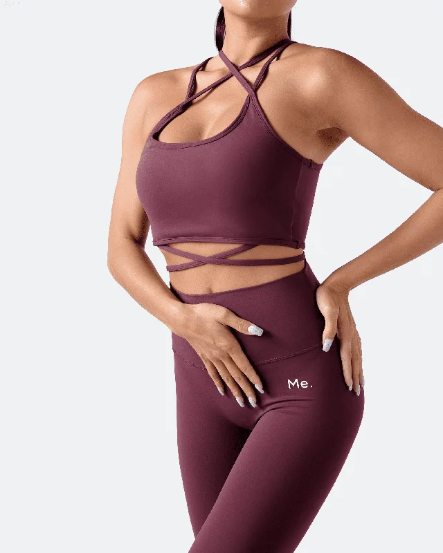 Luxury Fashion Discounts Burgundy Strappy Front Top