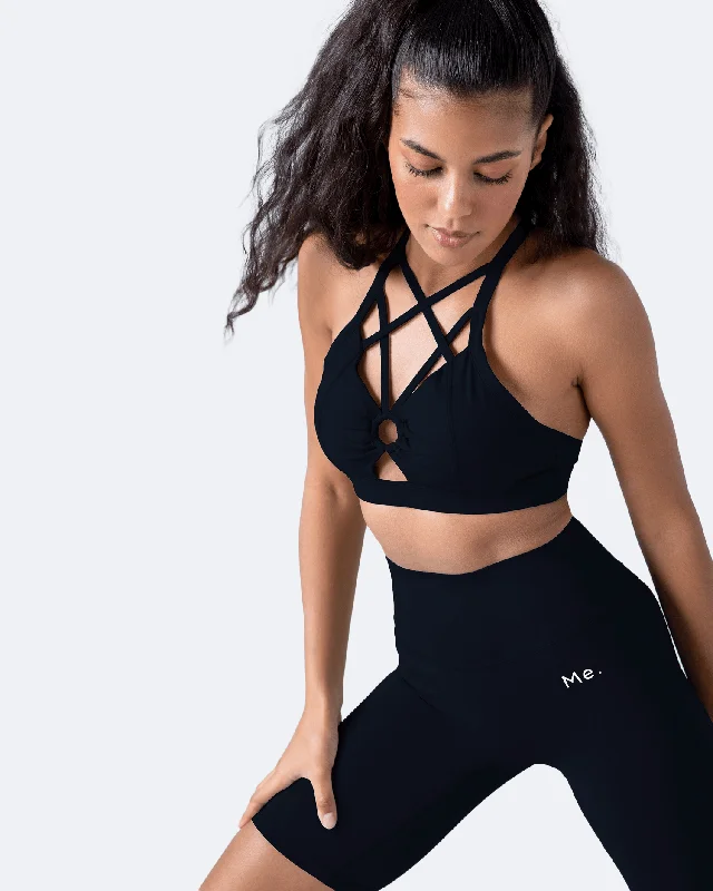 End-Of-Week Clearance Event Jet Black Criss Cross Front Top