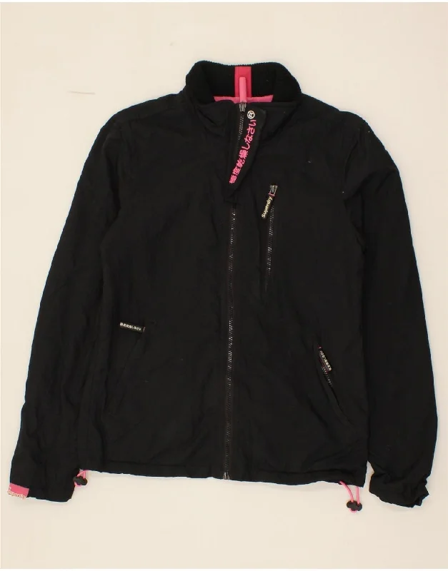Summer Sale SUPERDRY Womens Windhiker Graphic Windbreaker Jacket UK 6 XS Black