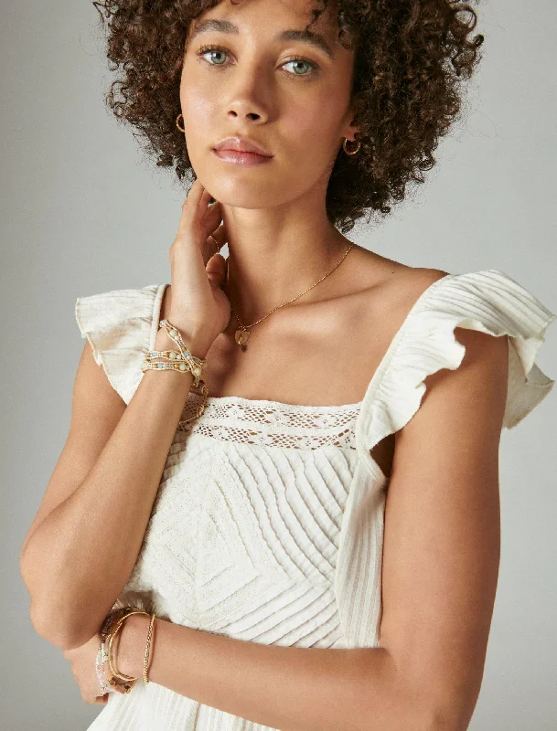 Athleisure Style Sale Lucky Brand Women's Textured Yoke Peplum Tank