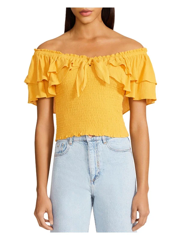 Sophisticated Style Offers Did I Flutter Womens Smocked Ruffled Pullover Top