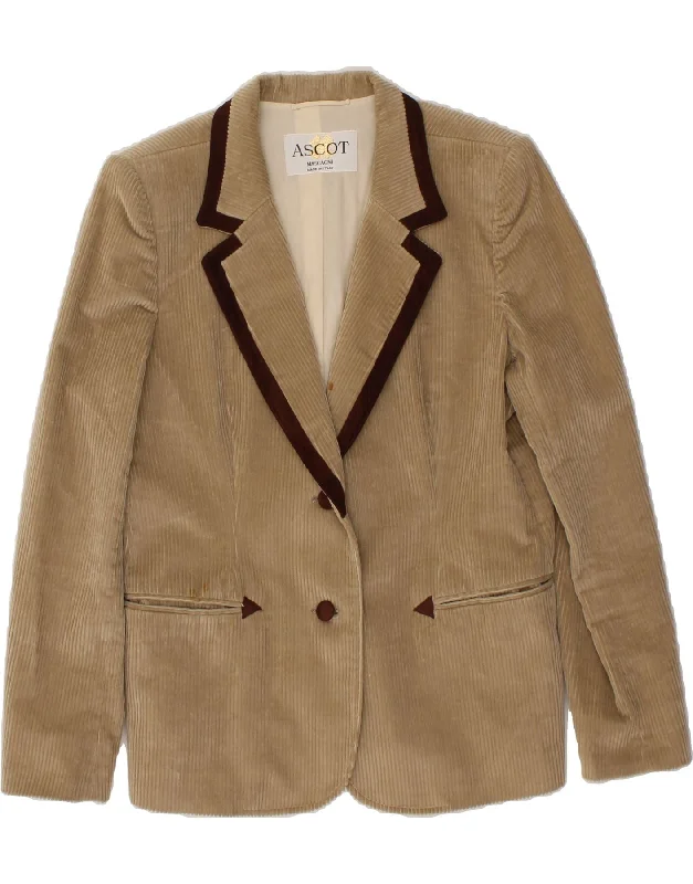 Women's Outerwear Attire ASCOT SPORTS Womens 2 Button Corduroy Blazer Jacket UK 14 Medium Brown