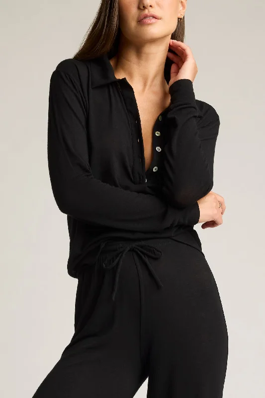 New Styles Just In Fino Cashmere Polo in Black