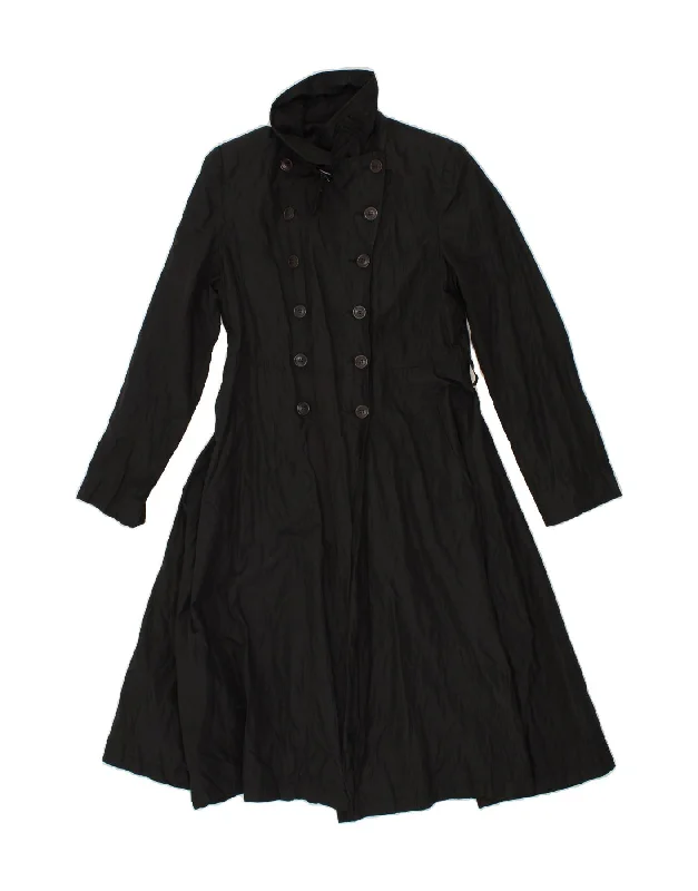Women's Fashion Clothing VINTAGE Womens Trench Coat UK 14 Medium  Black Cotton