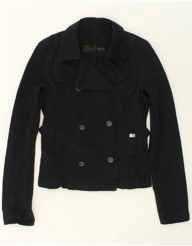 Women's Trendy Casual Outfit LIU JO Womens Double Breasted Denim Blazer Jacket IT 44 Medium Black Women's Trendy Casual Outfit LIU JO Womens Double Breasted Denim Blazer Jacket IT 44 Medium Black