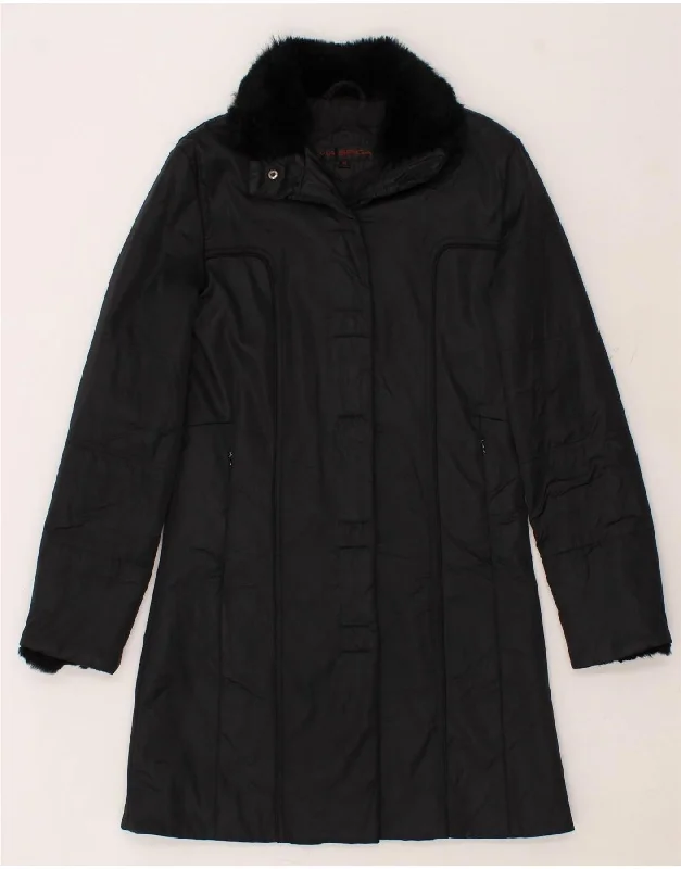Minimalist Style VINTAGE Womens Padded Coat UK 6 XS Black