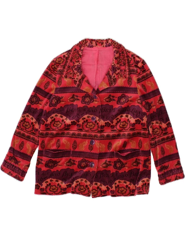 Laid-Back Elegance VINTAGE Womens 4 Button Blazer Jacket UK 12 Medium Red Floral