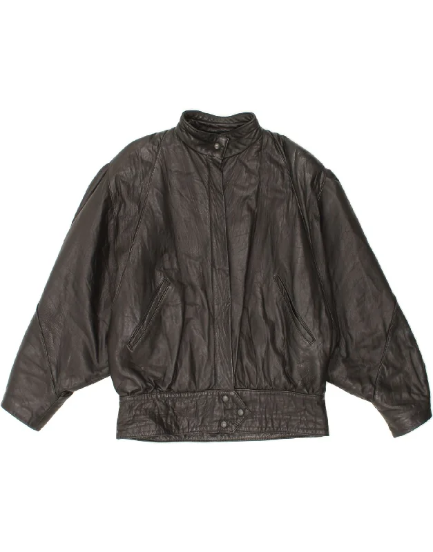Women's Seasonal Clothes VINTAGE Womens Leather Jacket IT 46 Large Black Leather