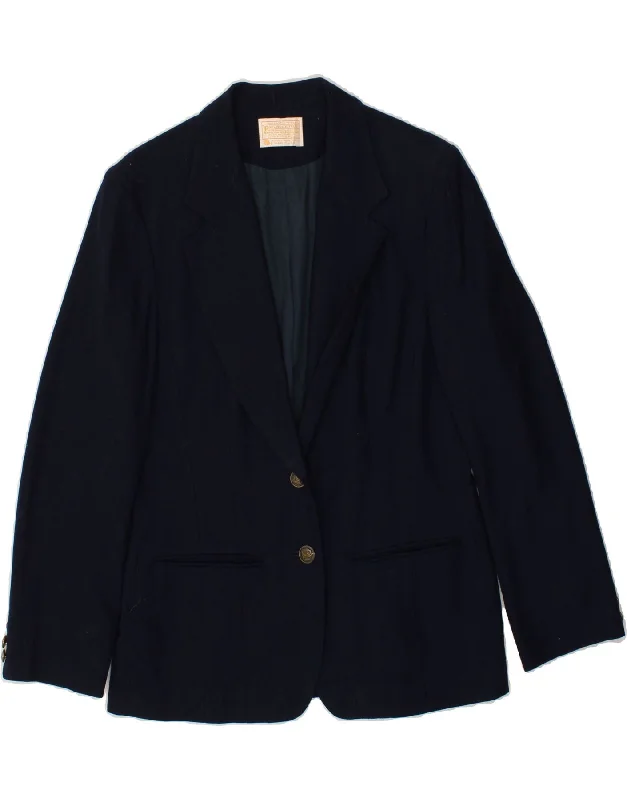 Casual Style for Busy Women PENDLETON Womens 2 Button Blazer Jacket US 10 Large Navy Blue Wool