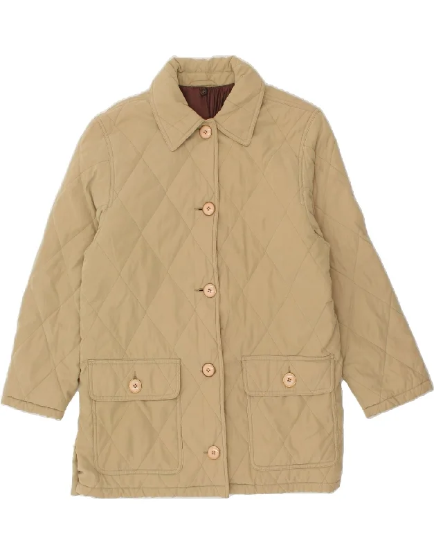 Women's Romantic Outfit VINTAGE Womens Quilted Jacket IT 42 Medium Beige
