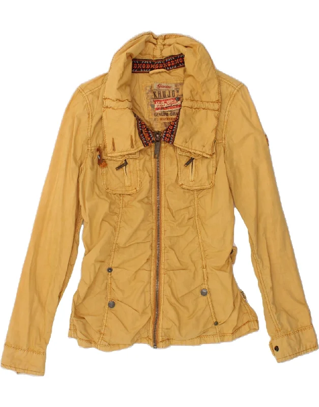 Casual Outfit For Women KHUJO Womens Graphic Bomber Jacket UK 12 Medium Yellow