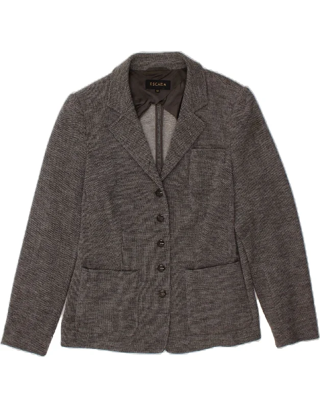 Sale On Sale ESCADA Womens 5 Button Blazer Jacket IT 42 Medium Grey Lambswool