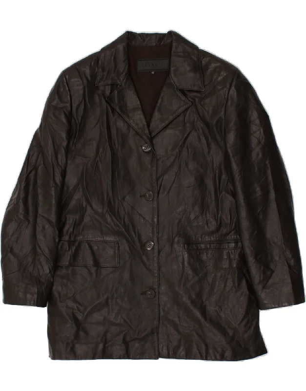 Holiday Discount VINTAGE Womens Leather Coat IT 42 Medium Brown Leather