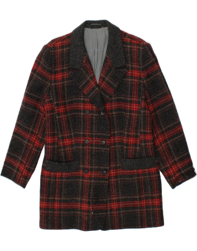 Women's Festive Attire VINTAGE Womens Double Breasted Coat UK 12 Medium Grey Check