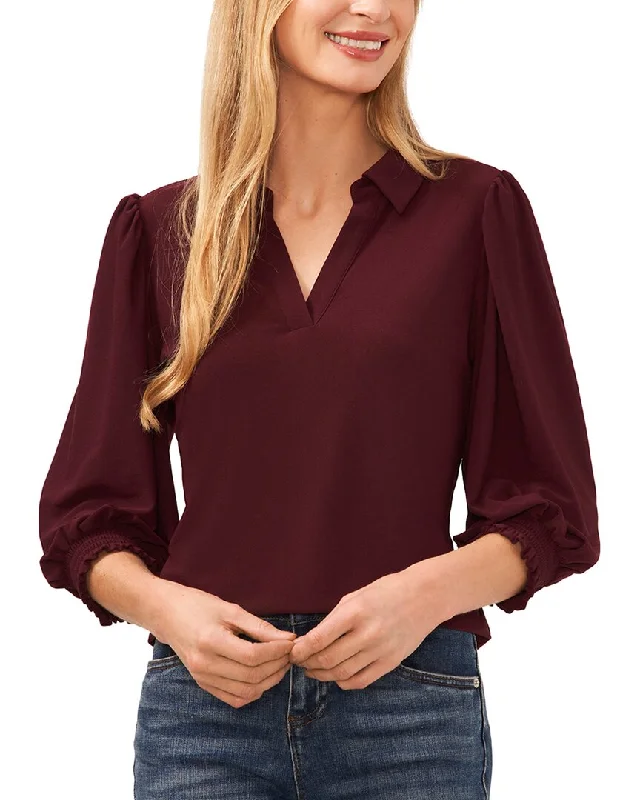 Season Sale CeCe Split Neck 3/4 Sleeve Knit Top