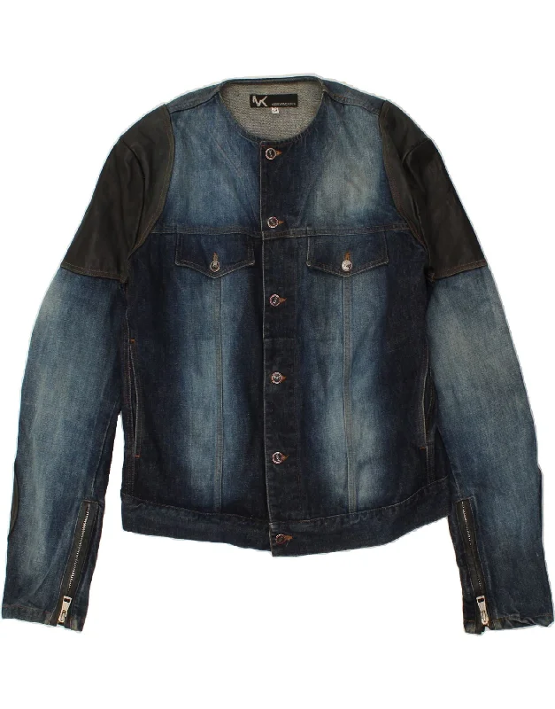 Holiday Gift Guide Sale VINTAGE Womens Denim Jacket IT 54 3XL Blue Colourblock Cotton