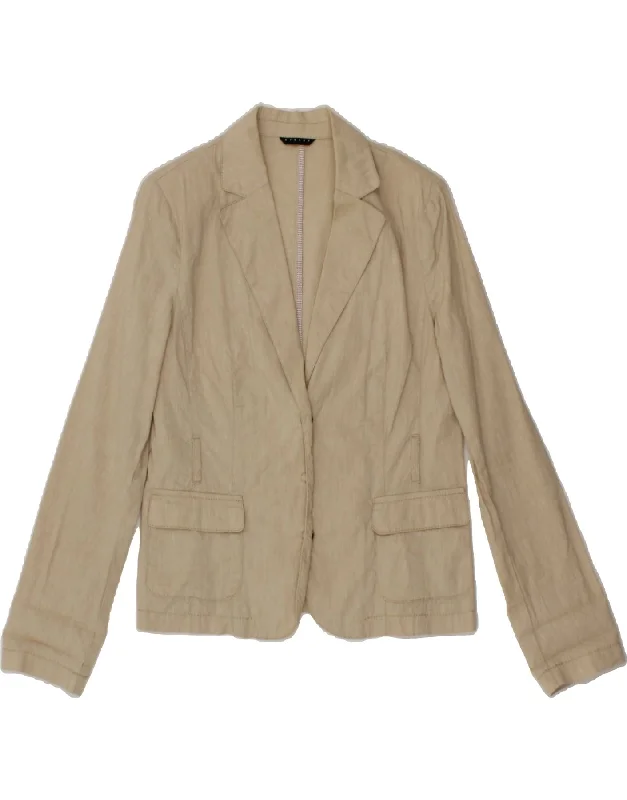 Timeless Women's Outfit SISLEY Womens 3 Button Blazer Jacket UK 12 Medium Beige