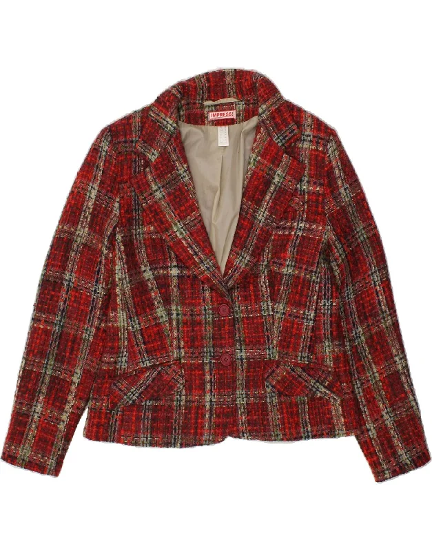 Unique Women's Fashion Pieces VINTAGE Womens 2 Button Blazer Jacket UK 16 Large  Red Check