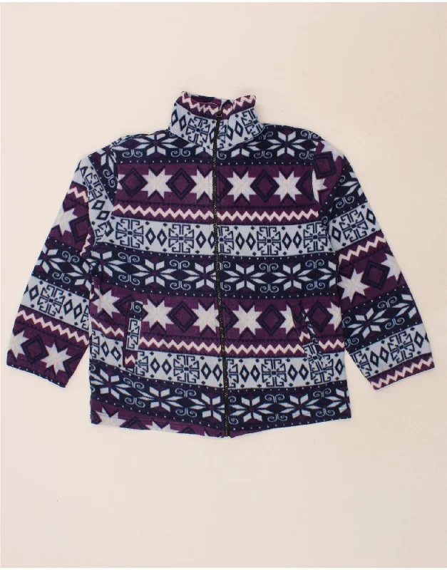 Casual Fashion VINTAGE Womens Loose Fit Fleece Jacket UK 14 Medium Purple Fair Isle Aztec Casual Fashion VINTAGE Womens Loose Fit Fleece Jacket UK 14 Medium Purple Fair Isle Aztec