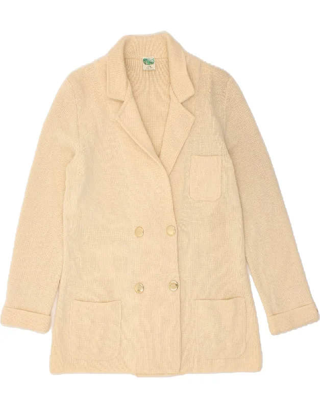 Women's Contemporary Clothing VINTAGE Womens Knit Double Breasted Blazer Jacket UK 14 Medium Beige Women's Contemporary Clothing VINTAGE Womens Knit Double Breasted Blazer Jacket UK 14 Medium Beige