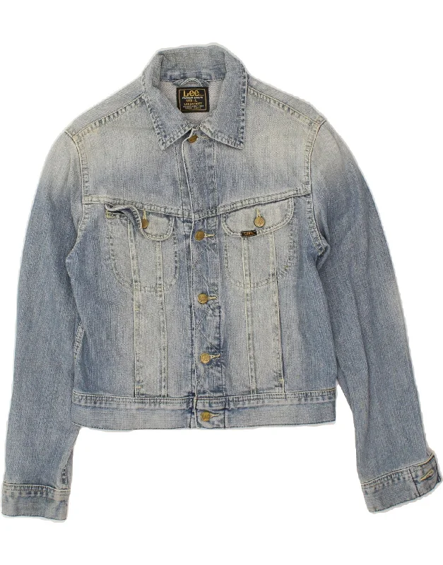 Women's Activewear Apparel LEE Womens Kansas Graphic Denim Jacket UK 14 Large Blue Cotton