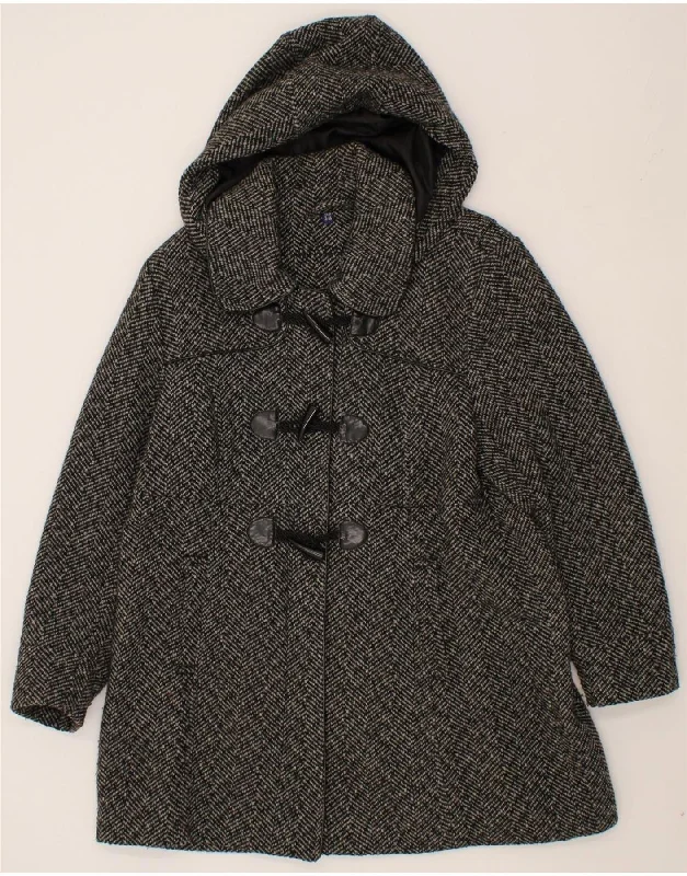 Women's Clothes Online Shopping BIAGGINI Womens Hooded Duffle Coat IT 46 Large Grey Herringbone Polyester