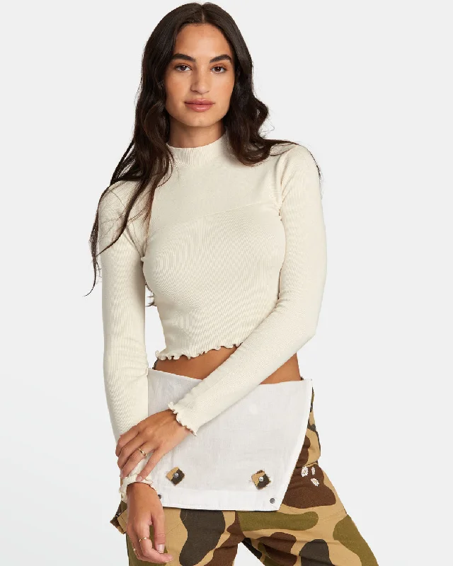 Luxe Style Discounts Saved Long Sleeve Long Sleeve Crop Top - Latte