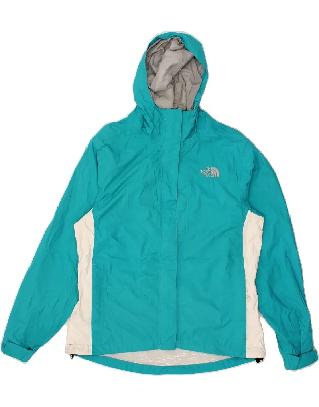 Casual Chic Women's Clothes THE NORTH FACE Womens Hooded Rain Jacket UK 14 Medium Blue Colourblock