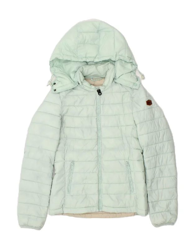 Easygoing Women's Style RIFLE Womens Hooded Padded Jacket UK 10 Small Turquoise Polyamide Easygoing Women's Style RIFLE Womens Hooded Padded Jacket UK 10 Small Turquoise Polyamide