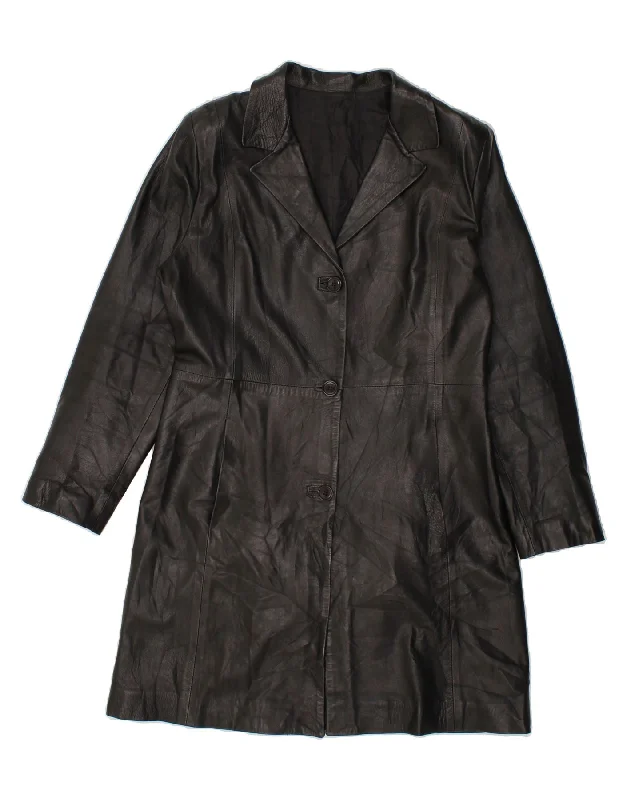 Women's Clothing Sets VINTAGE Womens Leather Coat UK 20 2XL  Black Leather