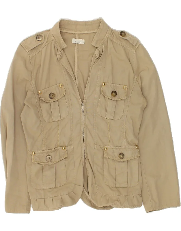 Luxury Women's Clothes PINKO Womens Utility Jacket UK 14 Large  Beige Cotton