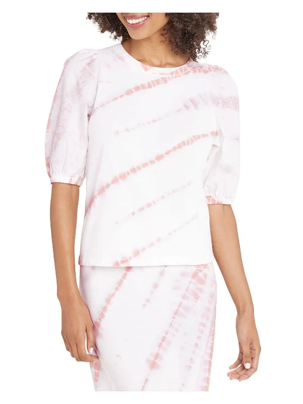 Trendy Styles Celeste Womens Tie Dye Puff Sleeve Pullover Top