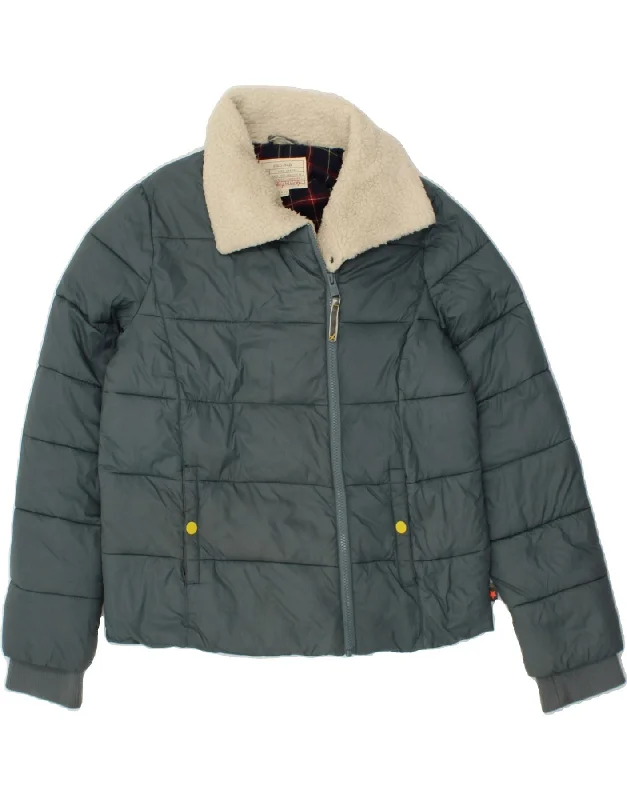 Stylish Women's Outfit WHITE STUFF Womens Padded Jacket UK 12 Medium Khaki Polyester