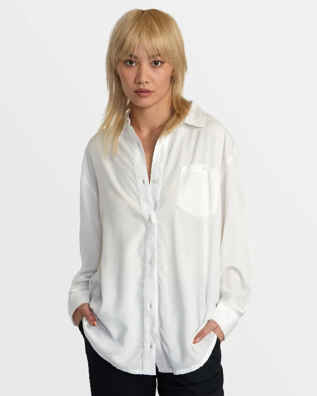 The Latest Trends Showdown Button Up Top - Whisper White