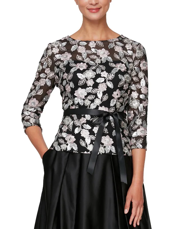 Modern Fashion Sale Petites Womens Sequined Sheer Blouse